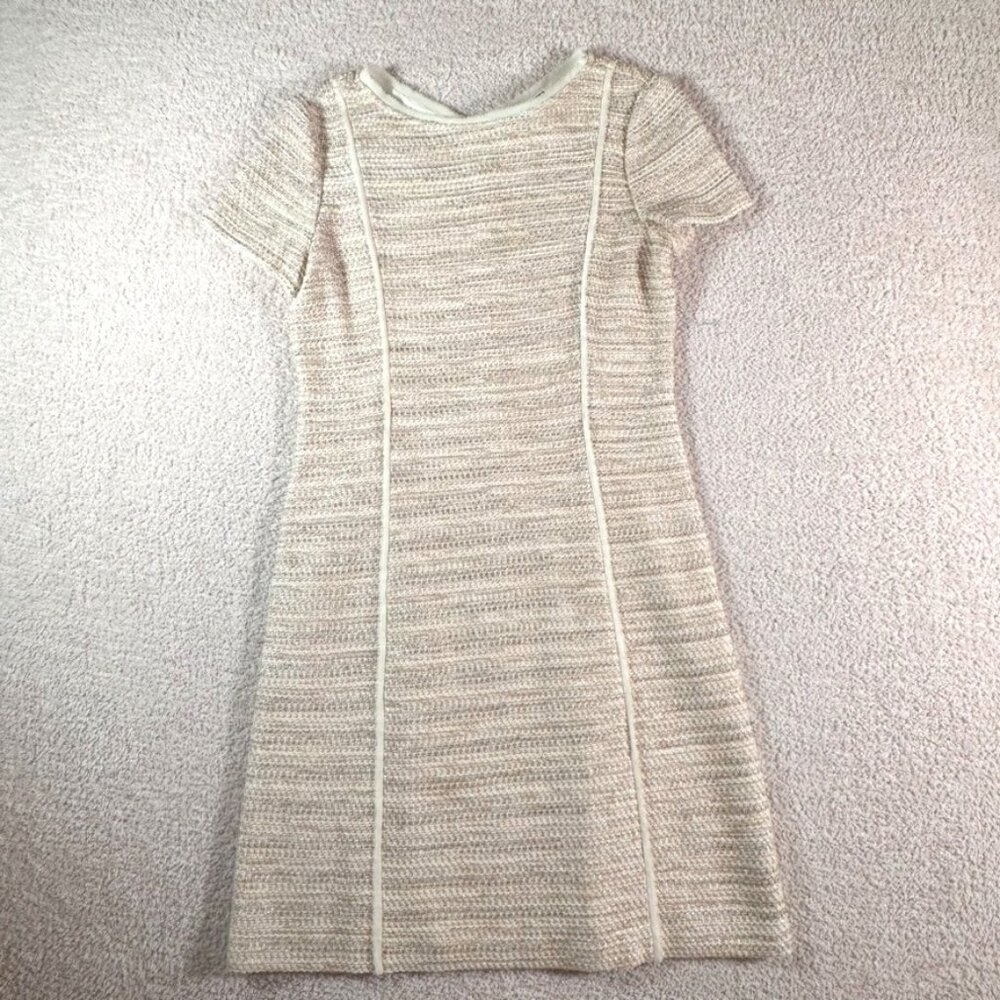 St John Womens Midi Dress Tweed Wool Blend Cream Sz 6 Made in USA Luxury Formal - Picture 2 of 12